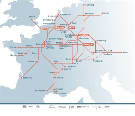 Map Of High Speed Rail Lines In Europe Innsbruck Lausanne Bern Basel