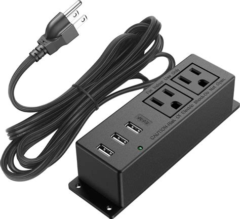 Wall Mount Power Outlet Strip With 3a Usb Mountable Power