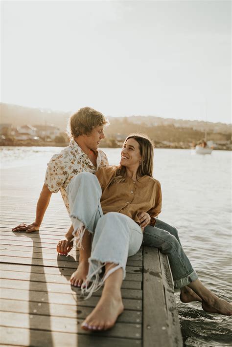 Casual Summer Beach Sunset Engagement Session Outfit Ideas Couples