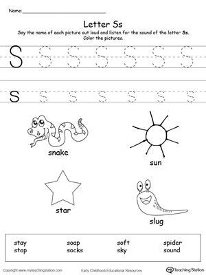 Words Starting With Letter S | Letter s worksheets ...