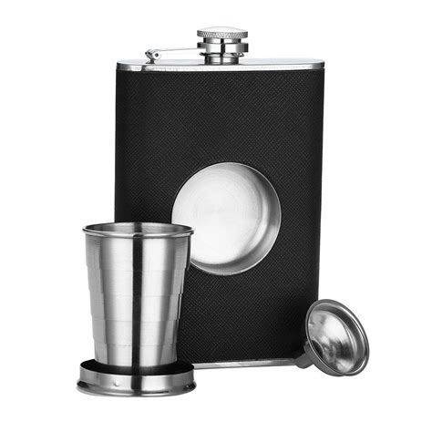 Stainless Steel Oz Hip Flask Built In Collapsible Oz Shot Glass