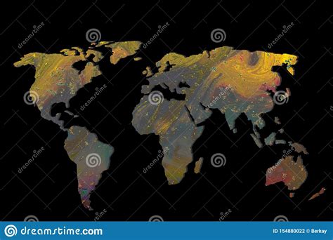 Roughly Outlined World Map On Black Background Stock Photo Image Of