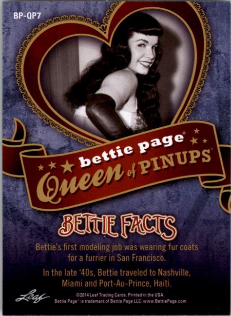 2014 Bettie Page Queen Of The Pinups Bpqp7 Queen Of The Pinups Ebay