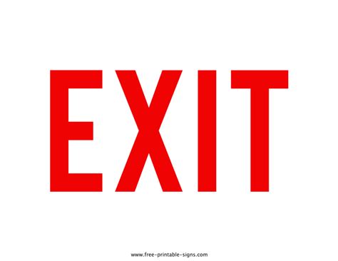 Printable Exit Sign Free Printable Signs