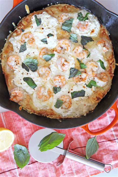 Shrimp Scampi Pizza In A Cast Iron Pan Chop Happy