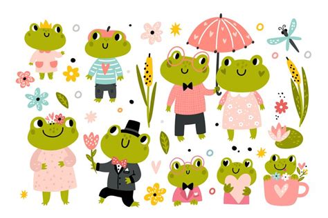 Funny Frog Cartoon With Umbrella