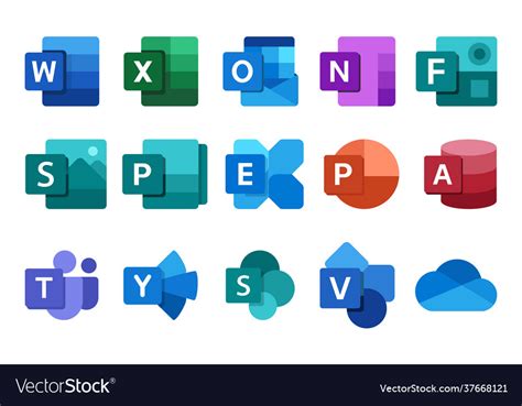 Set Microsoft Office Icons 2021 Royalty Free Vector Image