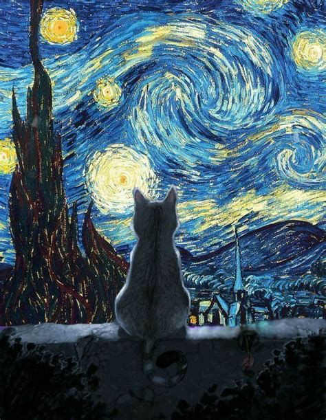 Starry Night Cat Starry Night Art Van Gogh Art Starry Night Van Gogh