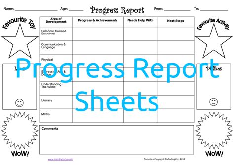 Progress Report Sheets Mindingkids