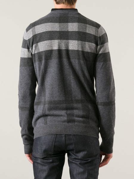 Burberry Check Sweater In Gray For Men Grey Lyst