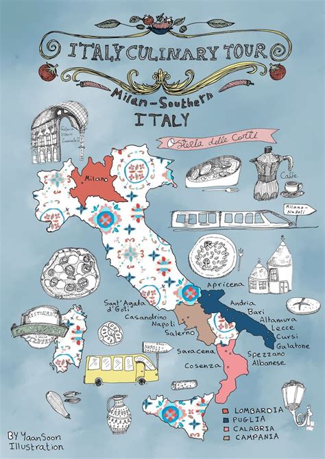 Italy Culinary Tour A Foodies Illustrated Map Of Italy Infographic