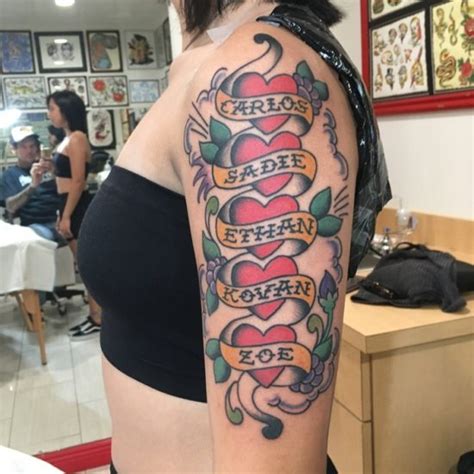 American Traditional Heart And Banner Tattoo Dallas Tattoo Shop
