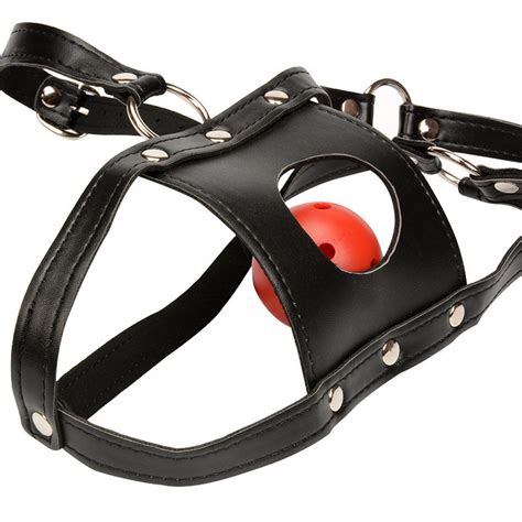 Black Leather Ball Gags With Holes Bdsm Bondage Gags Etsy