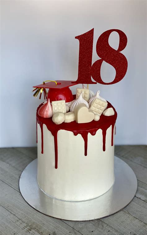 Red And White Drip Cake White Birthday Cakes Red Birthday Cakes