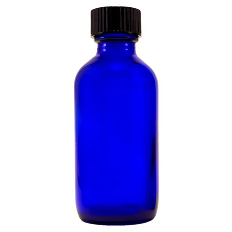 2oz Cobalt Blue Glass Bottle Black Cap