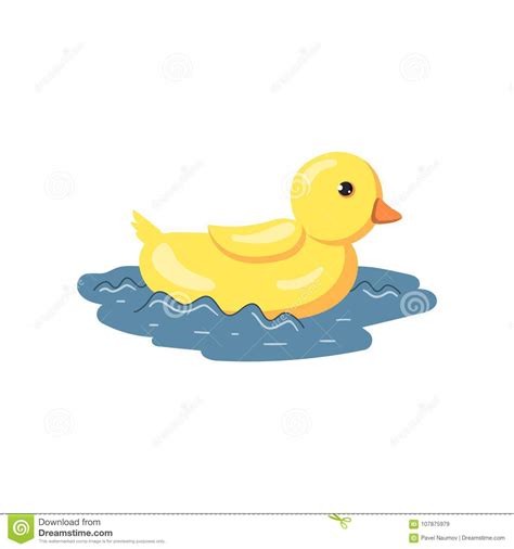Giant Yellow Duck Floating On Water Cartoon Vector
