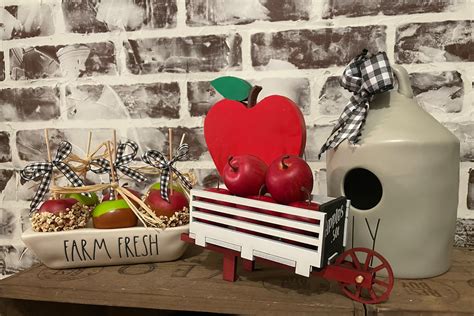 Apple Cart And Apples Wooden Apple Cart Shelf Sitter Rae Dunn Etsy