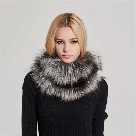 Real Fur Scarf Women S Real Silver Fox Fur Scarf Natural Fur Infinity Scarf Loop Fashion Wrap