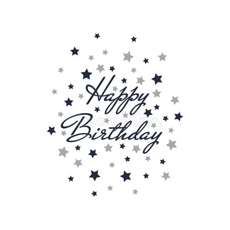 Happy Birthday Lettering With Stars Stock Vector Illustration Of