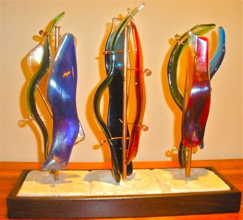 Custom Made Fused Glass Sculpture Basta Series By Caron Art Glass