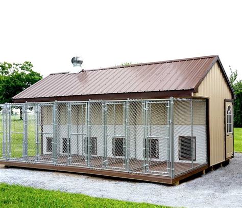 Fully Assembled Prefab 8 X 22 Ft 6 Run Dog Kennel With 3 Ft Feed Alley