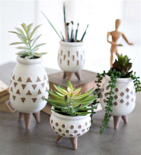 Ceramic Mid Century Modern White Vases Set Of 5 Vivaterra Ceramic
