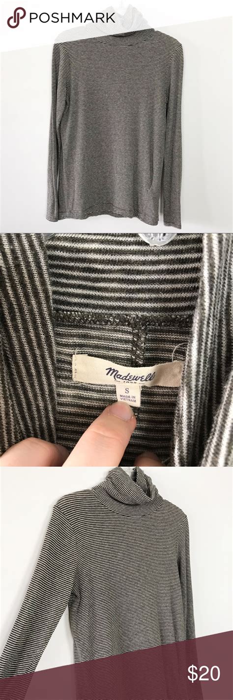 215 Madewell Wool Blend Turtleneck Stripe Top S Striped Top