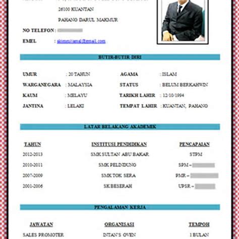 Sample Resume Format Bahasa Melayu Free Samples Examples And Format