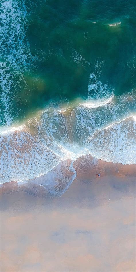 Download Wallpaper 1080x2160 Exotic Beach Aerial View Green Sea Waves