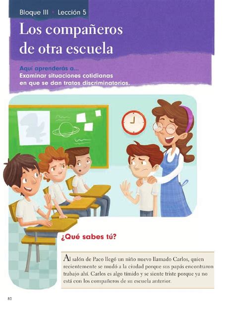 Necesito el libro de formacion civica y etica para 3er grado de secundaria , es uno morado, porfavor que alguien me ayude donde encontrarlo , todo por la culpa de la pagina de conaliteg :'( urge. Los compañeros de otra escuela - Bloque III - Lección 5 ...