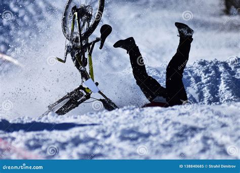 Winter Downhill Dh Mountain Biking Stock Image Image Of Snow