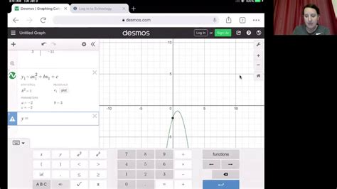 Desmos Quadratic Regression To Find The Equation Of A Parabola Youtube