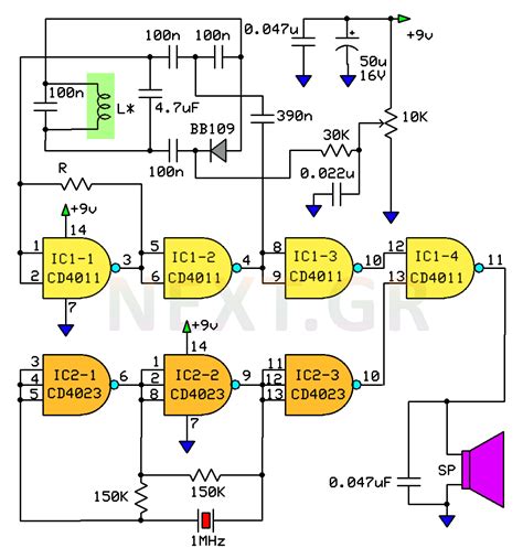 Ultra High Sensitivity Metal Detector Circuit Schematic Electronic