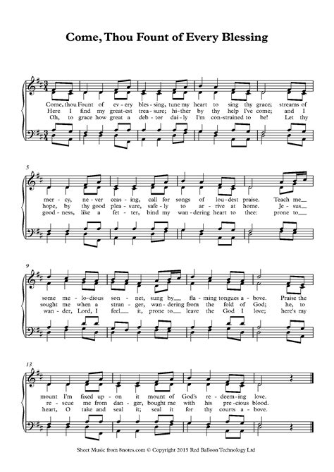 Come Thou Fount Of Every Blessing Sheet Music For Choir