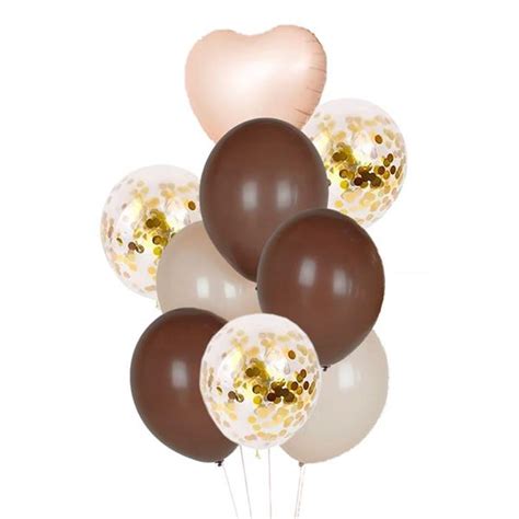 Globos Set Nude Marron Confetti Y Corazon X9 Partyplace