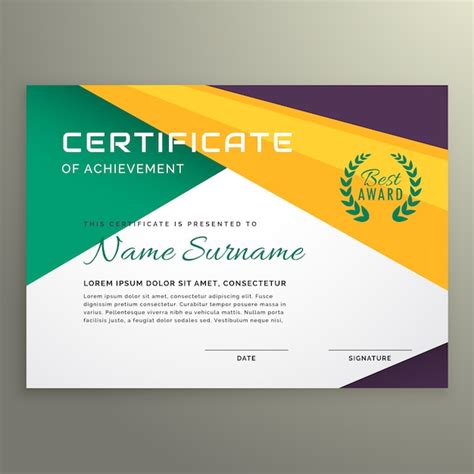 Certificado Geométrico Abstracto De La Plantilla Del Logro Vector Gratis