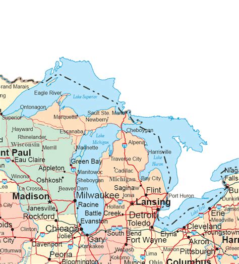 Upper Midwestern States Road Map