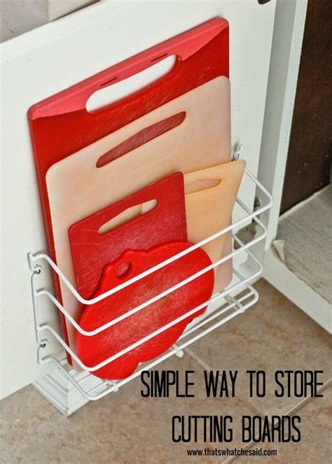 It's also a new way to decorate your kitchen. Cutting board Storage for Small kitchens using dollar ...