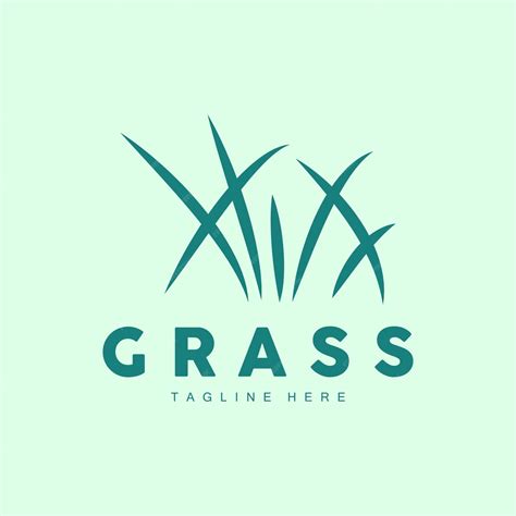 Premium Vector Green Grass Logo Design Farm Landscape Illustration