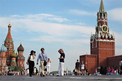 Tourists Walk On The Red Square In Moscow Editorial Image Image Of