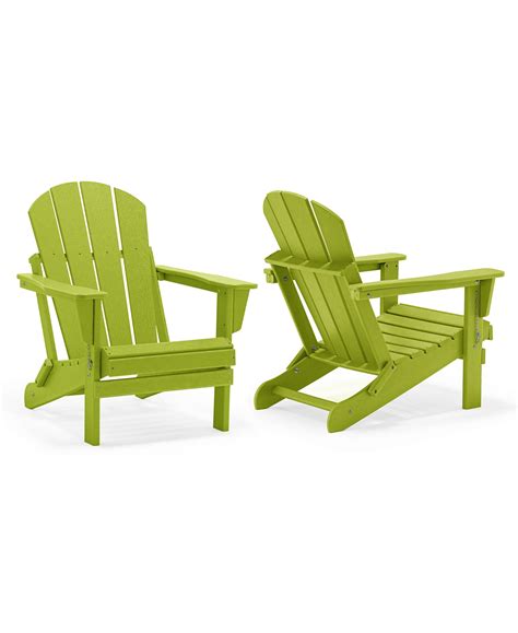 Braxton Outdoor Patio Folding Poly Adirondack Chair Set Of 2 Lime