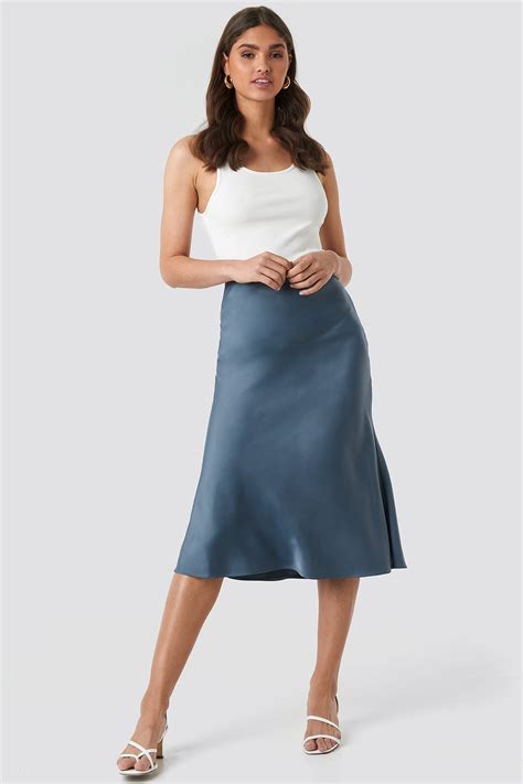 Satin Skirt Blue Na