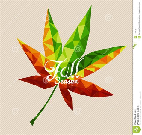 Fall Season Text With Triangles Leaf Shape Background Eps10 File Stock