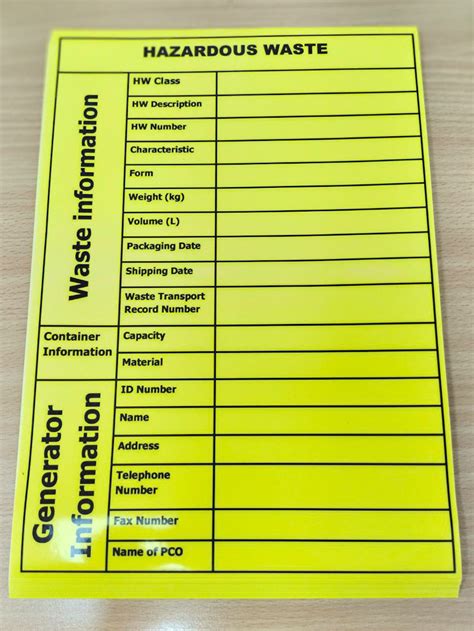 Pcs Yellow Sticker Label For Hazardous Wastes Water Proof Sticker