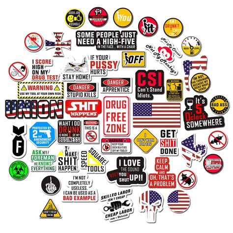 Buy Hard Hat Stickers Big 50 Pcs Funny Sticker For Tool Box Helmet