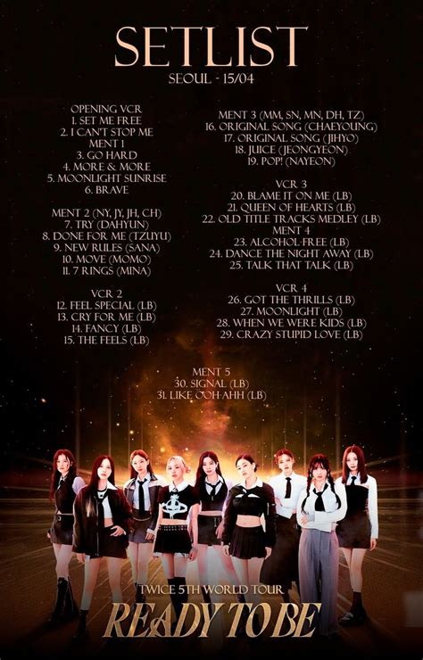 230415 Twice Setlist Ready To Be 5th World Tour In Seoul Day 1 In