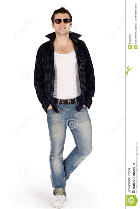 Full Body Portrait Of A Casual Young Man Stock Image