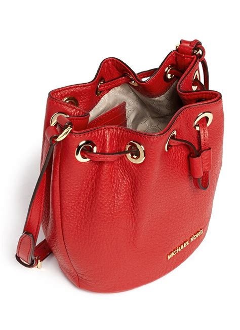 Lyst Michael Kors Jules Leather Crossbody Bucket Bag In Red