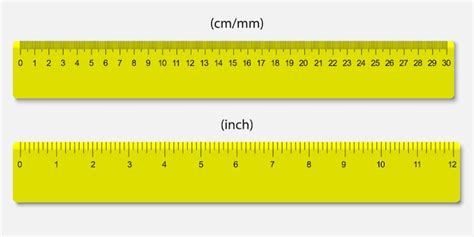 Premium Vector Yellow Rulers Marked In Centimeters And Inches