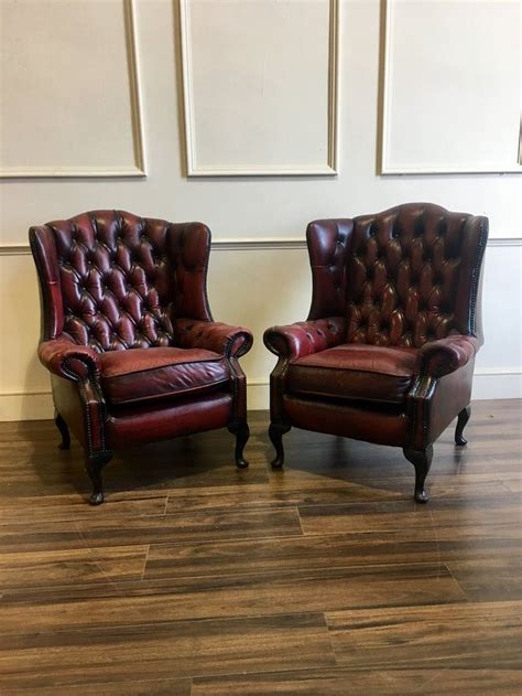 Erik leather wing chair | west elm. Beautiful Pair of Great Leather Chesterfield Wing Back ...